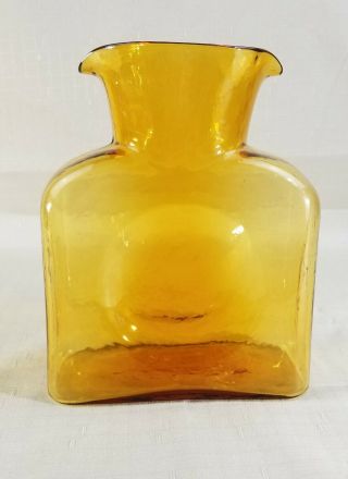 Blenko Honey Amber Glass Double Spouted Water Bottle Pitcher Carafe Jug
