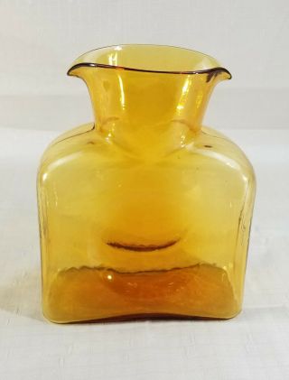 Blenko Honey Amber Glass Double Spouted Water Bottle Pitcher Carafe Jug 2