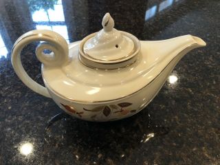 Vintage Hall China Jewel Tea Autumn Leaf Aladdin Teapot With Infuser And Lid