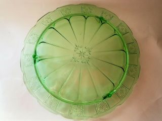 Jeannette Doric Green Depression Glass Footed Cake Plate 10 - 1/4 " 1930 