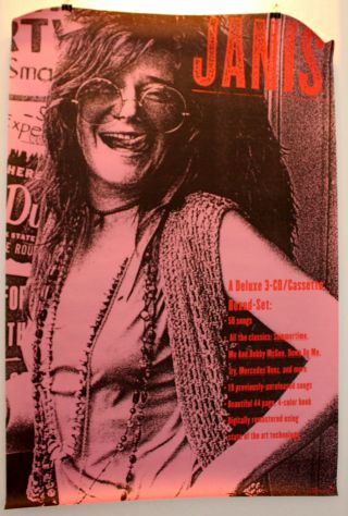 Janis Joplin Promo Only Poster 1993 Usa From " Janis " Box Set Vintage Music