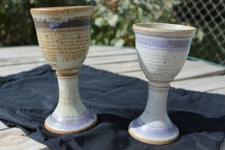 Artisan Pottery Wine Glasses From Colorado,  By Miles,  Set Of 2