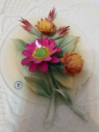 Vintage Capodimonte Porcelain Flower Artistic Plate Made In Italy 9”