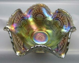 Imperial Twins Smoke Carnival Glass Ruffled 6 " Berry Bowl 6930