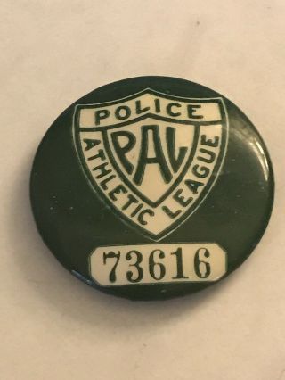 Rare Vintage Pa Police Athletic League Numbered Pin Button 1.  5 .