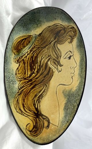 Chelsea English Studio Art Pottery Greek Goddess Woman Portrait Dish Wall Bowl