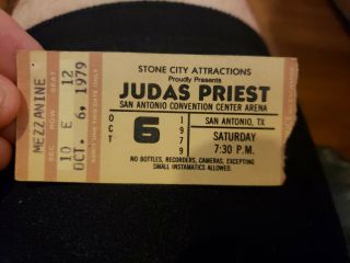 1979 Judas Priest Concert Ticket Stub San Antonio Conv Center 10/6/79