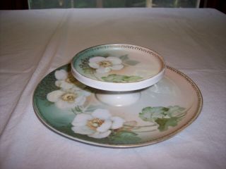 Rs Tillowitz Silesia Hand Painted Two Tier Cheese & Cracker Snack Plate