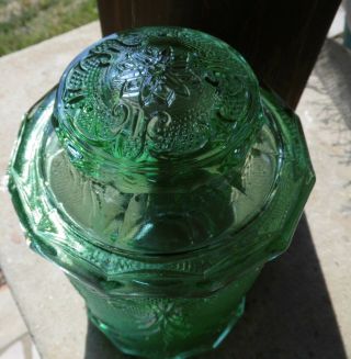 Vintage Tiara By Indiana Glass Large Canister Sandwich Chantilly Green 9 