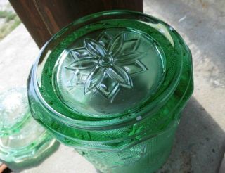 Vintage Tiara By Indiana Glass Large Canister Sandwich Chantilly Green 9 