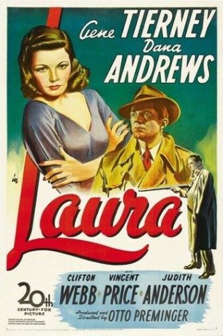 Laura Movie Poster Otto Preminger Rare Hot Vintage 4
