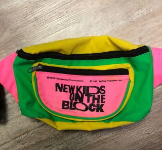 Vtg Nkotb Kids On The Block Fanny Pack 90s Winterland Bag 1990 Neon