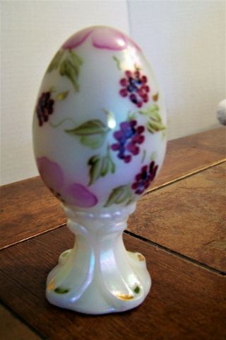 Fenton Glass Art Deco Egg Limited Edition Hand Painted And Signed