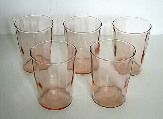Federal Pink Depression Glass Panel Optic Juice Glasses Set Of 5