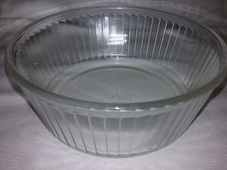 Vintage Rare Pyrex Clear Glass 7 " Ribbed Side - Souffle Bowl - 5 Cups S/h