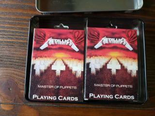 Metallica Playing Cards Metal Tin Box Set Master of Puppets & St.  Anger Necklace 3