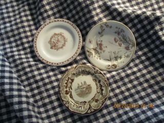 Brown Transferware Butter Pats - Two - Johnson Bros - Castle Not Marked Antiques