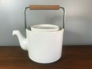 Vintage Bauhaus Trend Pacific Japan White Stoneware Teapot Mid Century Modern