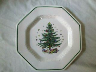 Nikko Christmastime Christmas Time Tree presents Octagonal (4) Dinner Plates 2
