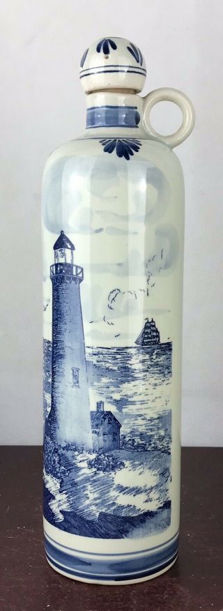 Vintage Delft Blue Decanter/bottle Made In Holland Hand Painted