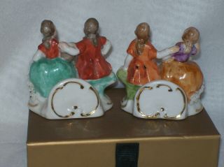 A Vintage Porcelain Place Card Holders Dresden Style (1) Half Doll Relat 3