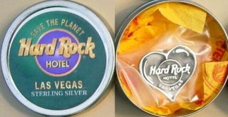 Hard Rock Hotel Las Vegas 1998 Sterling Silver Heart Logo Pin In Round Tin Can