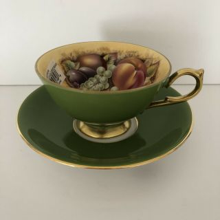 Aynsley Orchard Gold Apple Green Millennium Tea Cup & Saucer