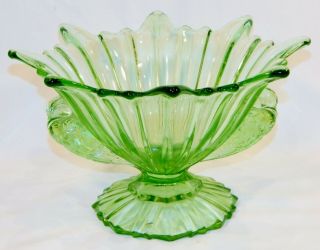 Vintage Art Deco Green Glass Budgie Bowl (bird Handles) - Sts Abel Of Zagreb