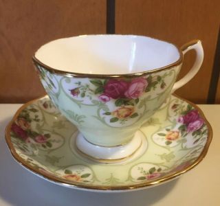 Royal Albert Old Country Roses Cameo Green Cup Saucer Set