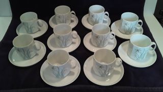 Set Of (10) Rosenthal Studio Line " Milos " Dragonfly Espresso Cups & Saucers