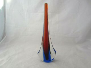 Murano Long Stem Red & Blue Sommerso Art Glass Vase 25cm