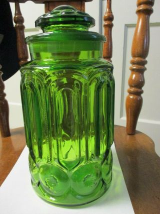 Le Smith Green Moon And Stars Large Canister With Lid