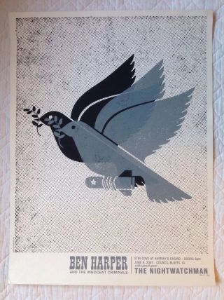 Ben Harper Innocent Criminals Nightwatchman Poster 2007 Iowa Peace Doves Rare