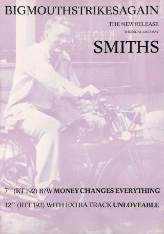 The Smiths " Big Mouth Strikes Again " 1986 Poster Morrissey Johnny Marr James Dean