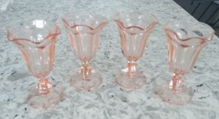 Vintage Pink Depression Glass Sundae/dessert/ice Cream Goblets/glasses