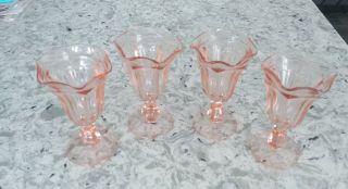 Vintage Pink Depression Glass Sundae/Dessert/Ice cream Goblets/Glasses 2