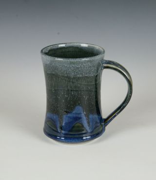 Pottery Handmade Thrown Coffee Mug/cup Mottled Blue & White Glaze - Rollins