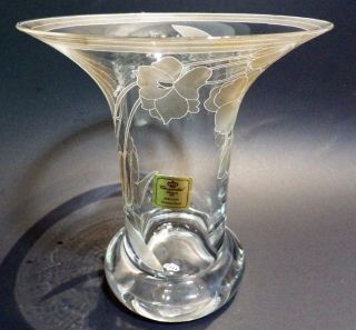 Theresienthal Bavaria Art Nouveau Vase Etched Signed Leonard Germany