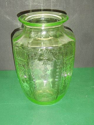 Hocking Glass Princess Green Uranium Depression Glass 8 " Vase