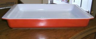 Pyrex Orange Red Lasagna Pan 933 Pyrex Baking Dish Vintage 13.  5 " X 8.  25 " X 3/4