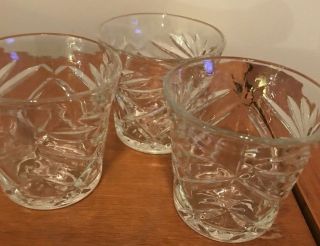 Vintage Anchor Hocking Prescut Oatmeal Clear Driinking Glasses - Set/3 - 6 Oz - Sh Fr