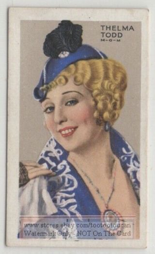 Thelma Todd American Actress Movie Star 1930s Trade Ad Card