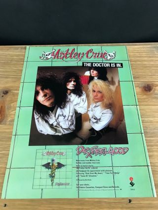 1989 Vintage 8x11 Album Promo Print Ad For Motley Crue Dr Feelgood Doctor Is In