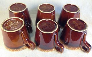 Vintage Set of 6 Hull Brown Drip Glaze Coffee Mugs USA Oven Safe 2