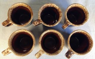Vintage Set of 6 Hull Brown Drip Glaze Coffee Mugs USA Oven Safe 4