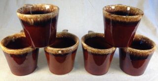 Vintage Set of 6 Hull Brown Drip Glaze Coffee Mugs USA Oven Safe 5
