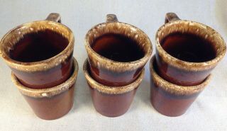 Vintage Set of 6 Hull Brown Drip Glaze Coffee Mugs USA Oven Safe 8