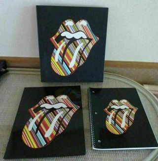 Black Colorful 2006 Rolling Stones Tongue 1.  5 " 3 Ring Binder Paper & Folder Set