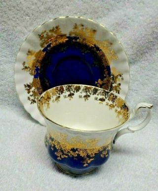 Royal Albert Regal Series Dark Blue Gold - Colored Edge Cup And Saucer