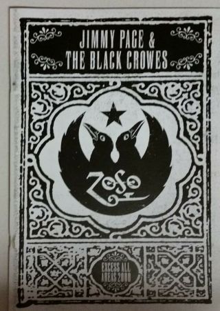 Jimmy Page & The Black Crowes Tour Program Book Excess All Areas Led Zeppelin